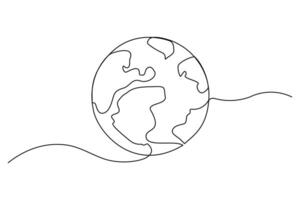 Simple and modern earth globe drawing in one line for designs vector