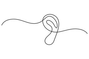 Continuous line human ear sketch for minimal design vector