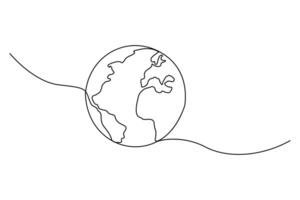 Continuous line earth globe illustration for modern global designs vector