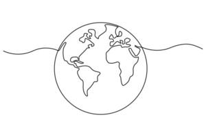 Minimalist one line art of globe for eco-friendly illustration projects vector