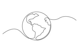 Continuous line earth globe illustration for modern global designs vector