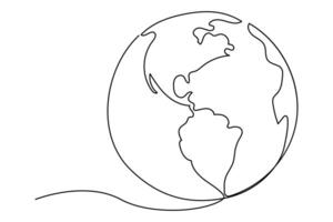 Simple one line earth globe art for world and nature themed designs vector