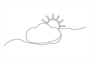 Clean and minimal one line sun and cloud illustration for designs vector