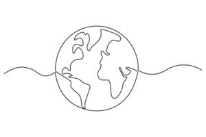 Modern one line earth globe design for environmental themed art vector