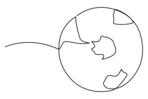 Minimalist continuous line earth globe drawing for professional projects vector