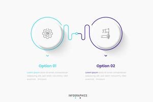 Infographic label design template with icons and 2 options or steps. Can be used for process diagram, presentations, workflow layout, banner, flow chart, info graph. vector