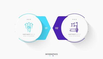 Infographic label design template with icons and 2 options or steps. Can be used for process diagram, presentations, workflow layout, banner, flow chart, info graph. vector