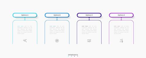 Infographic label design template with icons and 4 options or steps. Can be used for process diagram, presentations, workflow layout, banner, flow chart, info graph. vector