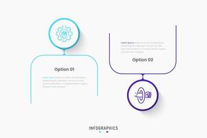 Infographic label design template with icons and 2 options or steps. Can be used for process diagram, presentations, workflow layout, banner, flow chart, info graph. vector