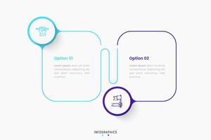 Infographic label design template with icons and 2 options or steps. Can be used for process diagram, presentations, workflow layout, banner, flow chart, info graph. vector