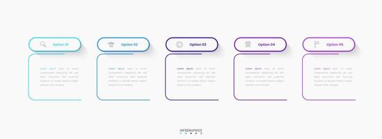 Infographic label design template with icons and 5 options or steps. Can be used for process diagram, presentations, workflow layout, banner, flow chart, info graph. vector
