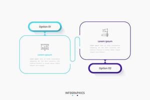 Infographic label design template with icons and 2 options or steps. Can be used for process diagram, presentations, workflow layout, banner, flow chart, info graph. vector