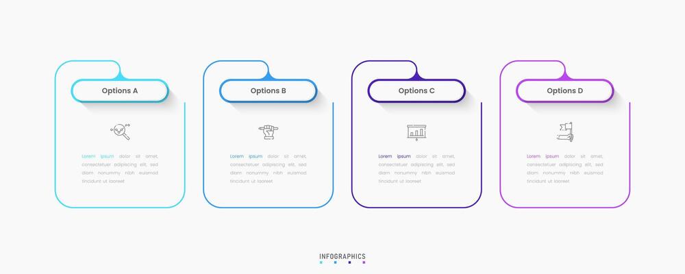 Infographic label design template with icons and 4 options or steps. Can be used for process diagram, presentations, workflow layout, banner, flow chart, info graph.