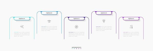 Infographic label design template with icons and 5 options or steps. Can be used for process diagram, presentations, workflow layout, banner, flow chart, info graph. vector