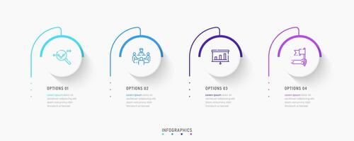 Infographic label design template with icons and 4 options or steps. Can be used for process diagram, presentations, workflow layout, banner, flow chart, info graph. vector