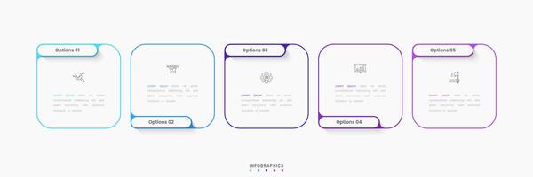 Infographic label design template with icons and 5 options or steps. Can be used for process diagram, presentations, workflow layout, banner, flow chart, info graph. vector