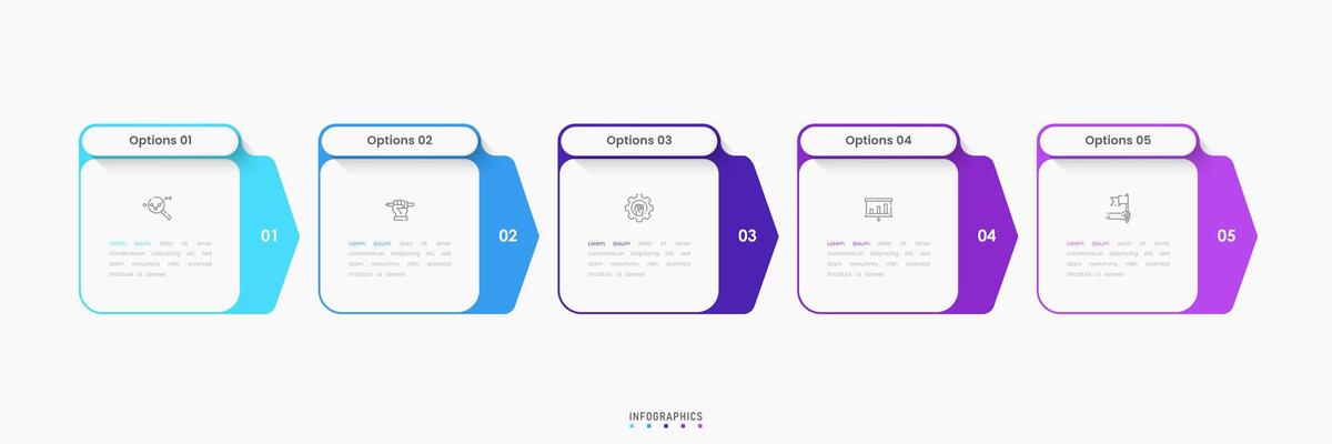 Infographic label design template with icons and 5 options or steps. Can be used for process diagram, presentations, workflow layout, banner, flow chart, info graph.