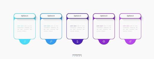 Infographic label design template with icons and 5 options or steps. Can be used for process diagram, presentations, workflow layout, banner, flow chart, info graph. vector