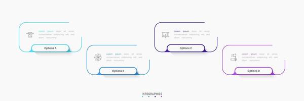 Infographic label design template with icons and 4 options or steps. Can be used for process diagram, presentations, workflow layout, banner, flow chart, info graph. vector
