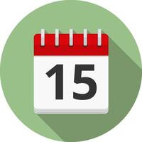 Calendar icon in circle, flat design, long shadow vector