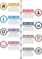 Vertical timeline infographics template with place for icons, dates and text vector