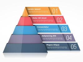 Infographic pyramid with five steps for business vector