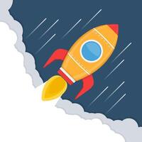 Rocket is flying through the clouds vector