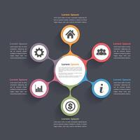 Circle diagram with six elements vector