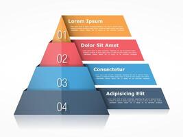 Pyramid chart with four elements with numbers and text vector