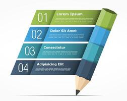 Infographic template with pencil and four elements for text, education infographics vector