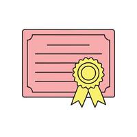 Certificate adorned with a decorative ribbon, symbolizing achievement and recognition isolated doodle line art flat illustration on white background. vector