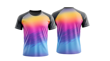 front and back t - shirt with a colorful wave design png