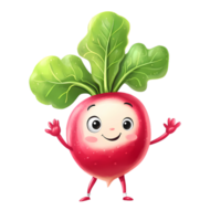 A cartoon radish with arms and legs png