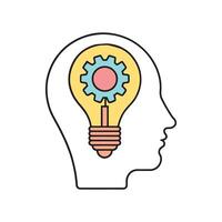 Symbolizing creativity and innovative thinking isolated doodle line art flat illustration on white background vector