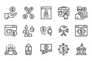 Money Laundering. No cash. related editable icon set isolated flat illustration white background. vector