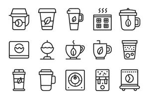 iced, maker machine, beans, Espresso cup related editable icon set isolated flat illustration white background vector