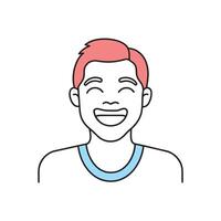 Displaying a wide smile, radiating positivity and joy. isolated doodle line art flat illustration on white background. vector