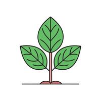 Vibrant green leaf icon displayed on a white background, representing growth and environmental themes isolated doodle line art flat illustration on white background vector