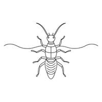 Earwig continuous line art flat illustration on white background vector
