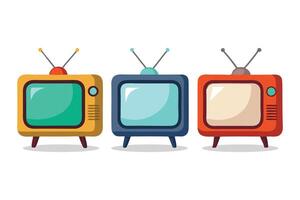 Old Television collection set isolated flat illustration on white background vector