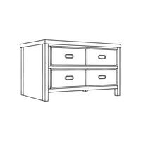 Pull out Drawer Storage Furniture isolated continuous line art flat illustration on white background vector