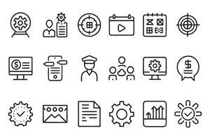 Operation management related editable icon set isolated flat illustration white background vector