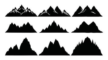 Blue mountain silhouettes set isolated flat illustration on white background vector