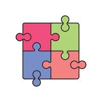 Puzzle piece on a white background, symbolizing problem solving and creativity isolated doodle line art flat illustration on white background. vector