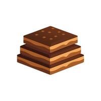 Stack of sweet chocolate brownie isolated flat illustration on white background. vector