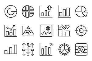 Data elements, bar and pie, diagrams for business infographics related editable icon set isolated flat illustration white background. vector