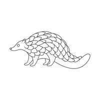 Pangolin Animal continuous line art flat illustration on white background. vector