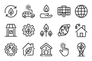 Carbon footprint, net zero related editable icon set isolated flat illustration white background vector