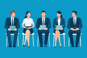 Group interview job hunting business people isolated flat illustration vector