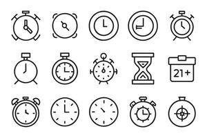 Timer, clock, stopwatch. Countdown related editable icon set isolated flat illustration white background vector